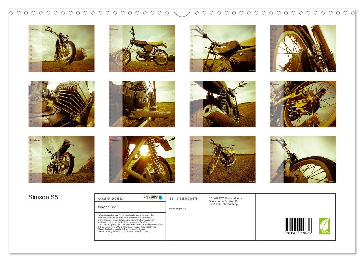 Thumbnail - CALVENDO Wandkalender Simson S51 (Wandkalender 2026 DIN A3 quer), CALVENDO Monatskalender