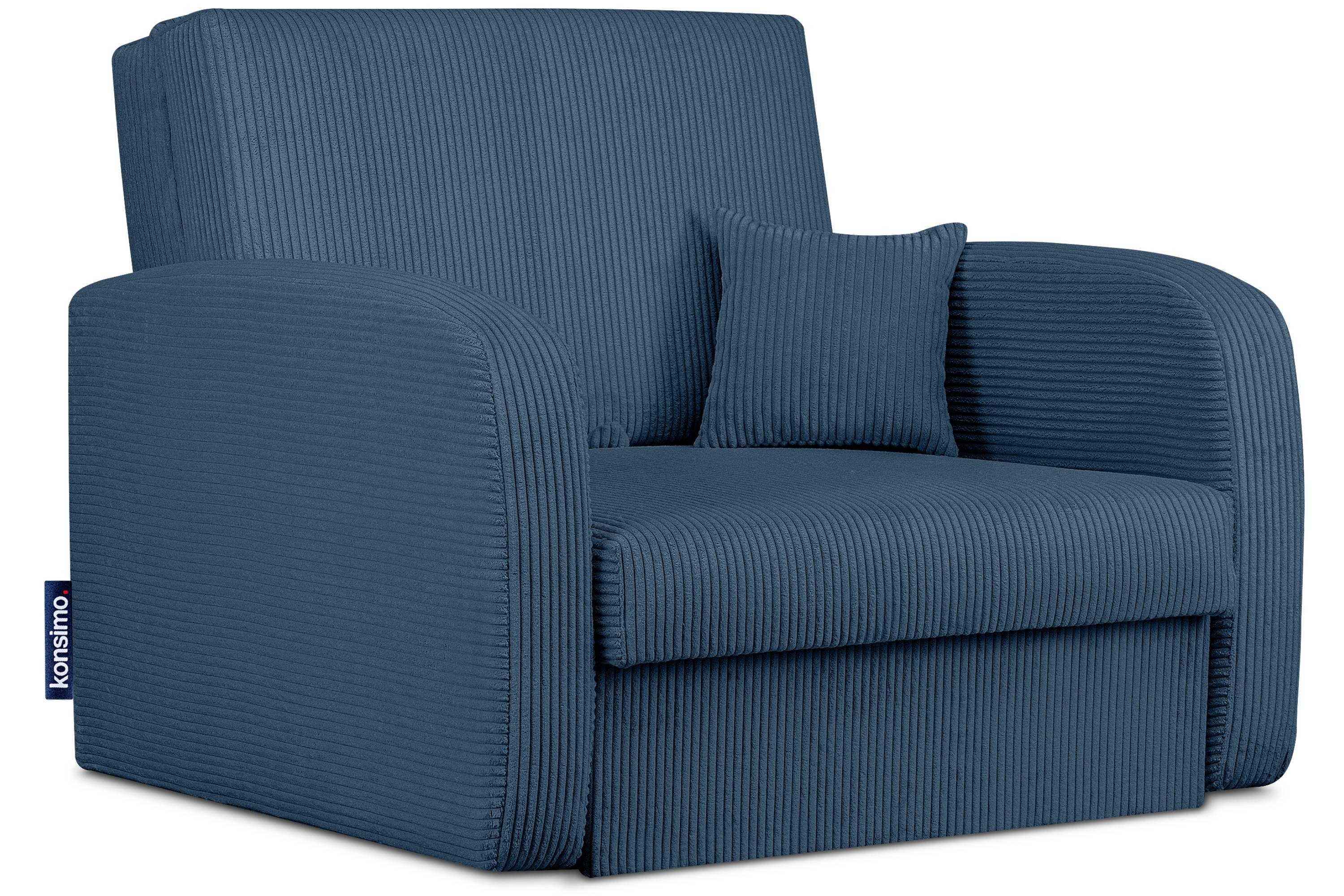 Konsimo Relaxsessel TILUCO Liegesessel Bettkasten, mit Schlaffunktion, mit Relaxsessel hergestellt Kindersofa, in der marineblau Schlafsessel EU