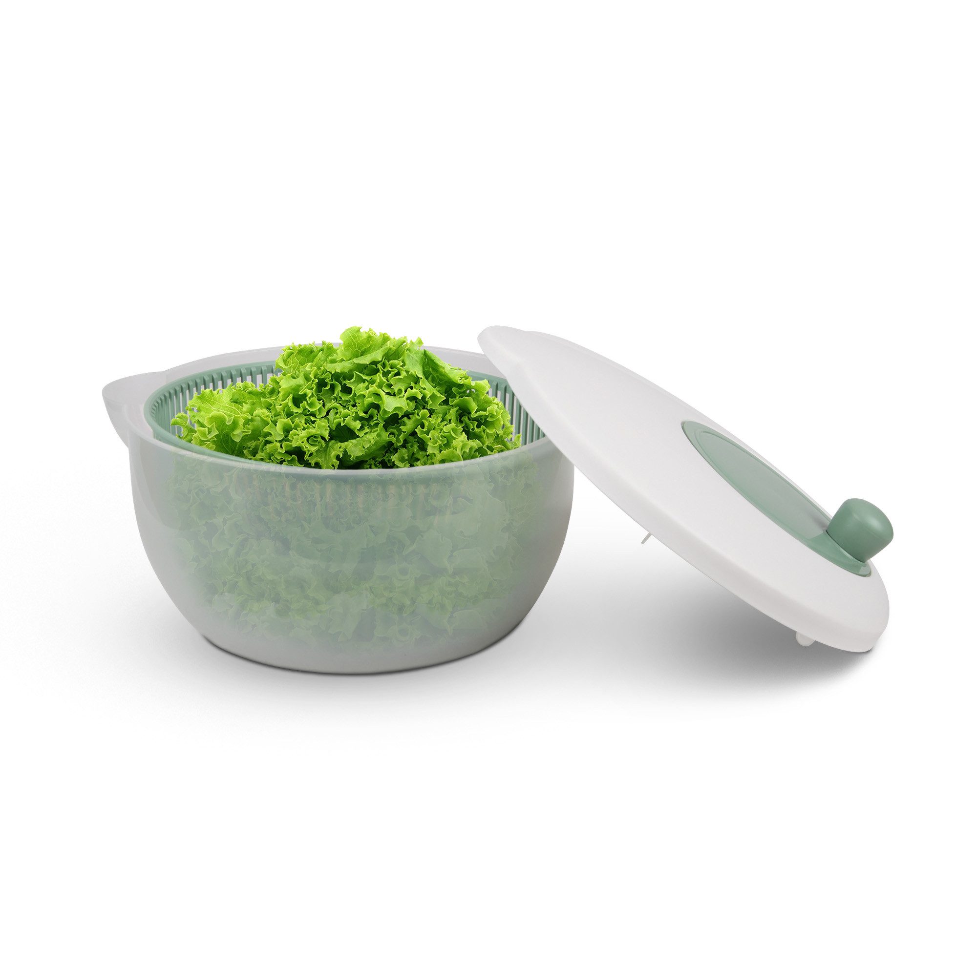 Pro Home Salatschleuder 3D Kurbel, (4 Liter / Ø25cm, 3in1 - Schleuder, Sieb und Salatschüssel), Salattrockner - Schleudern ohne Kraftaufwand, Spülmaschinenfest