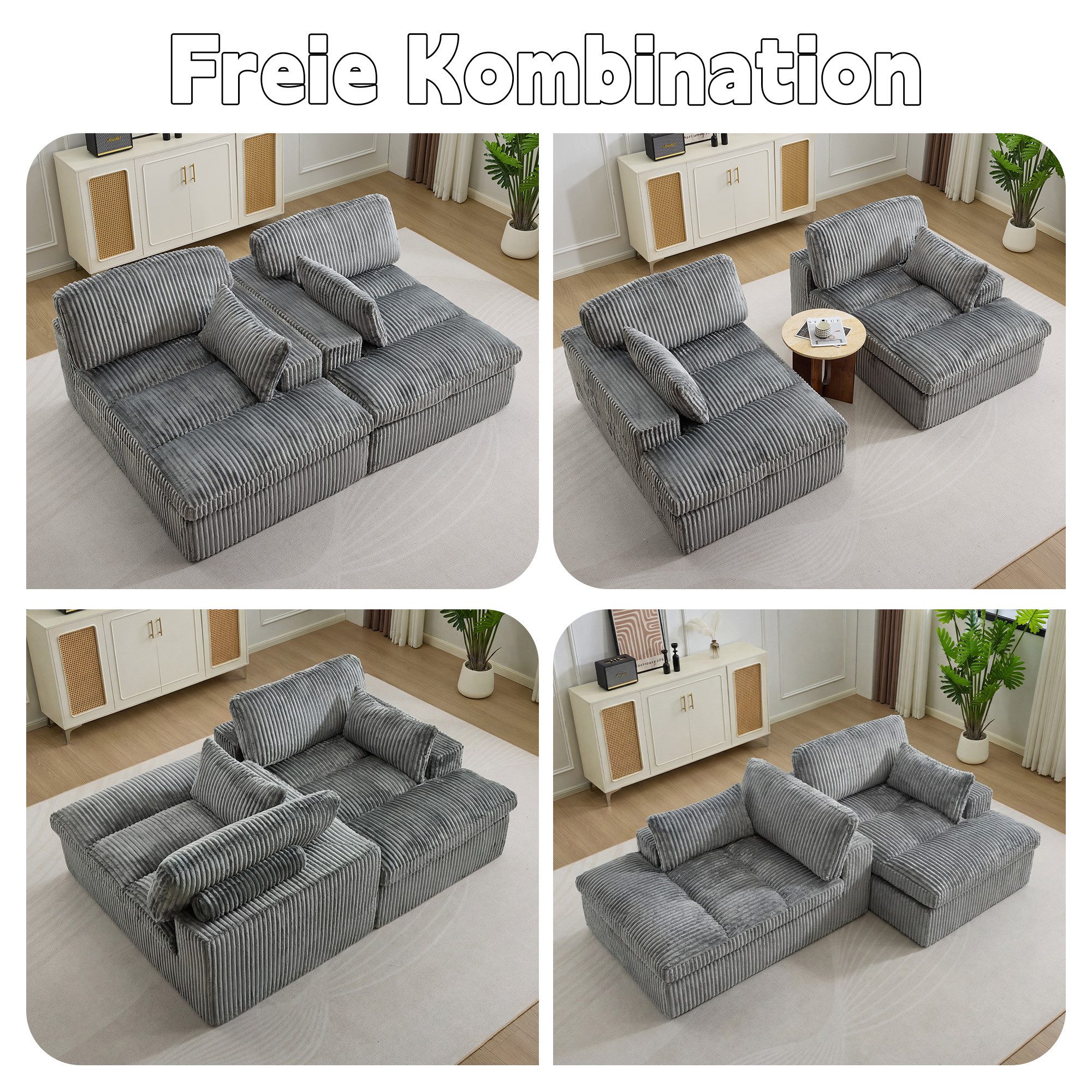 Vankel Loungesofa Schlafsofa 2-Sitzer Couch mit Bettfunktion und weichem Cordstoff, Bequemes Sofa für kleine Räume mit weichem Cord und Gästefunktion