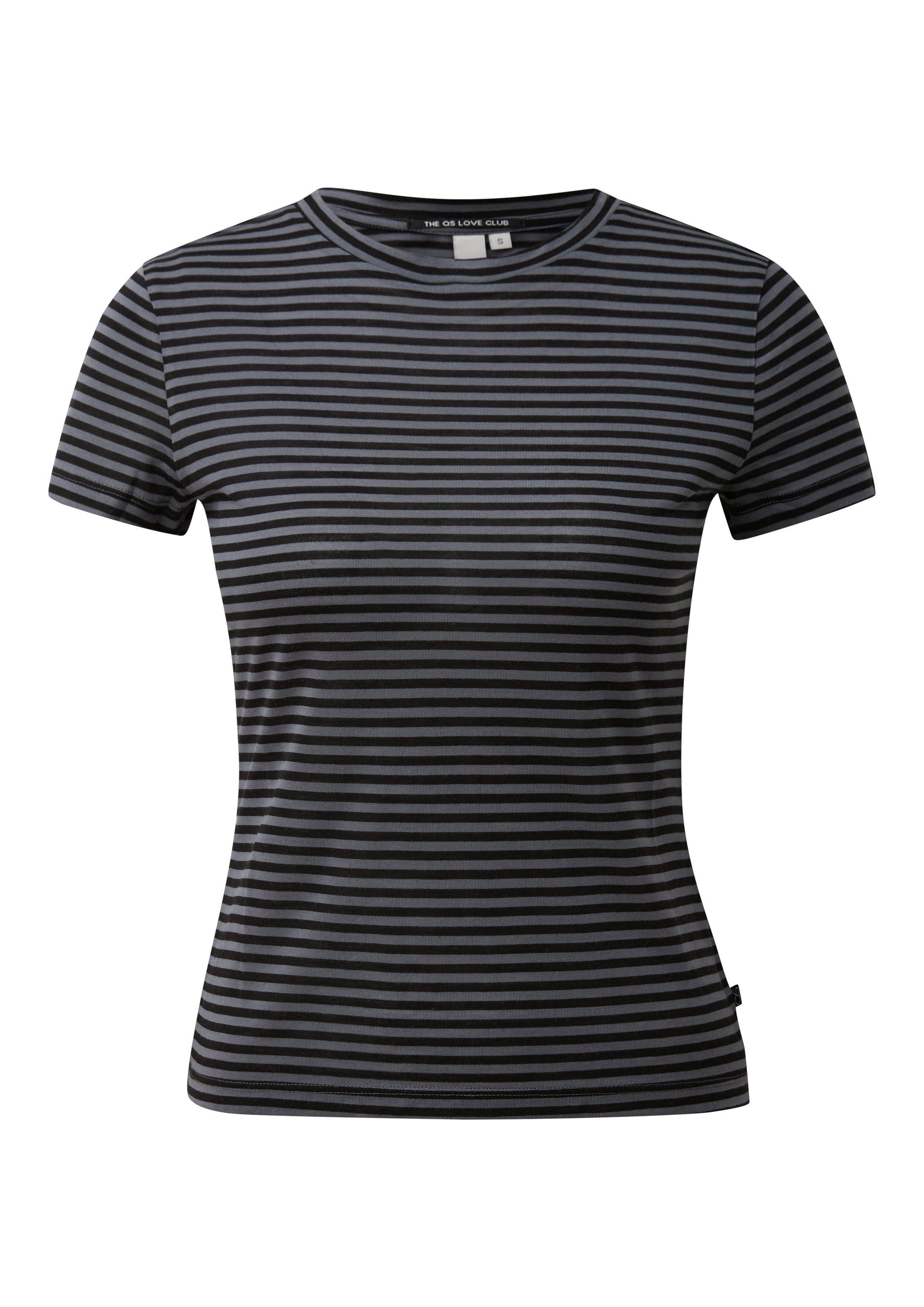 QS Kurzarmshirt T-Shirt Leicht transparentes Ringelshirt – Bild 2 von 5