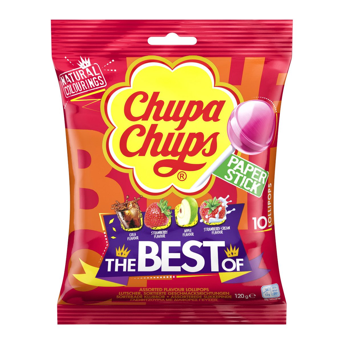 Chupa Chups Süßigkeit, Chupa Chups The Best Of 10 Stück beliebte Geschmacksrichtungen 120g