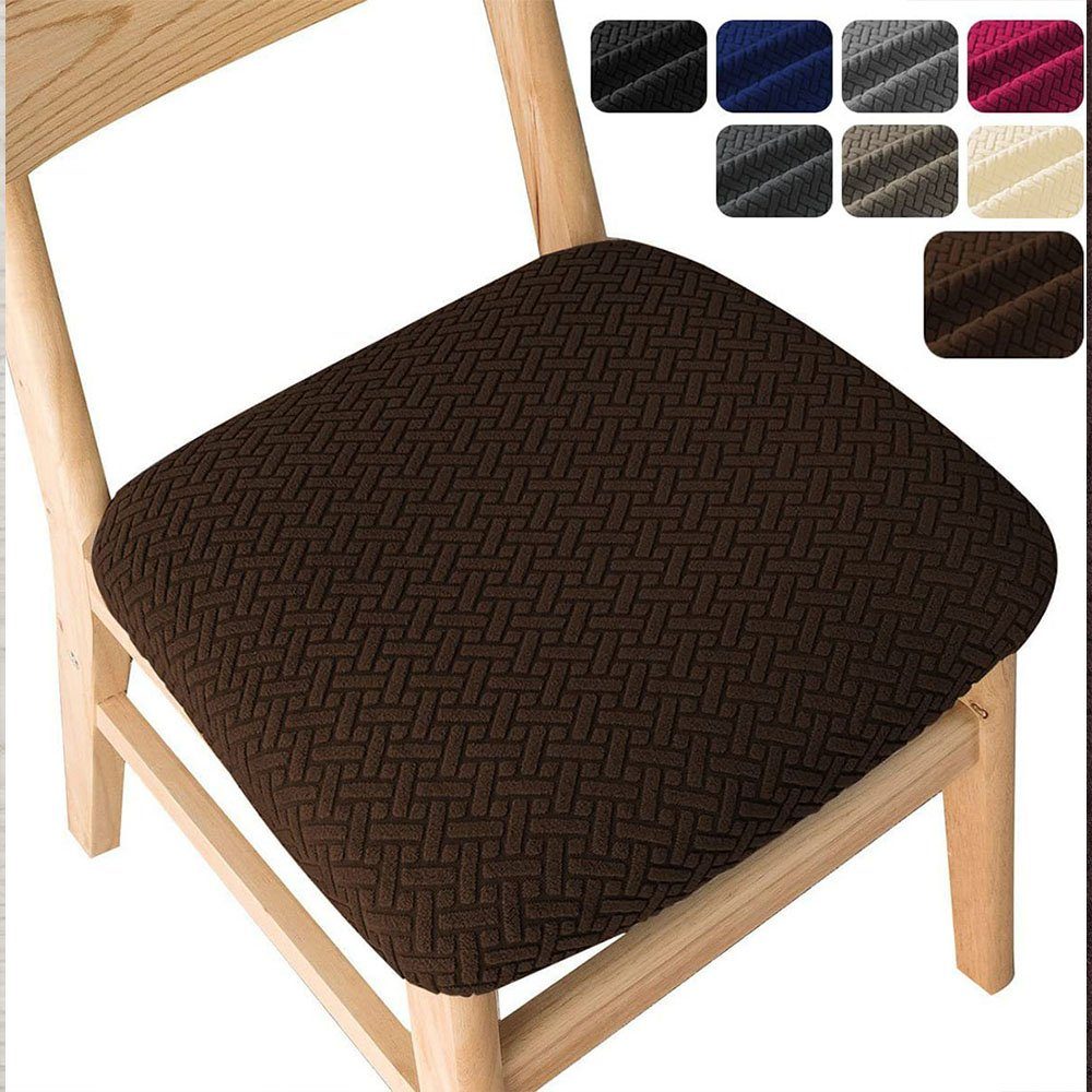 Hussen-Set 6 Stück Stretch Bezug für Stühle Sitzbezüge für Esszimmerstühle, CTGtree Kaffee