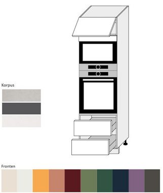 Feldmann-Wohnen Backofenumbauschrank Tivoli (Tivoli, 1-St) 60cm Front- & Korpusfarbe wählbar 1-türig 2 Schubladen (Teilauszug)