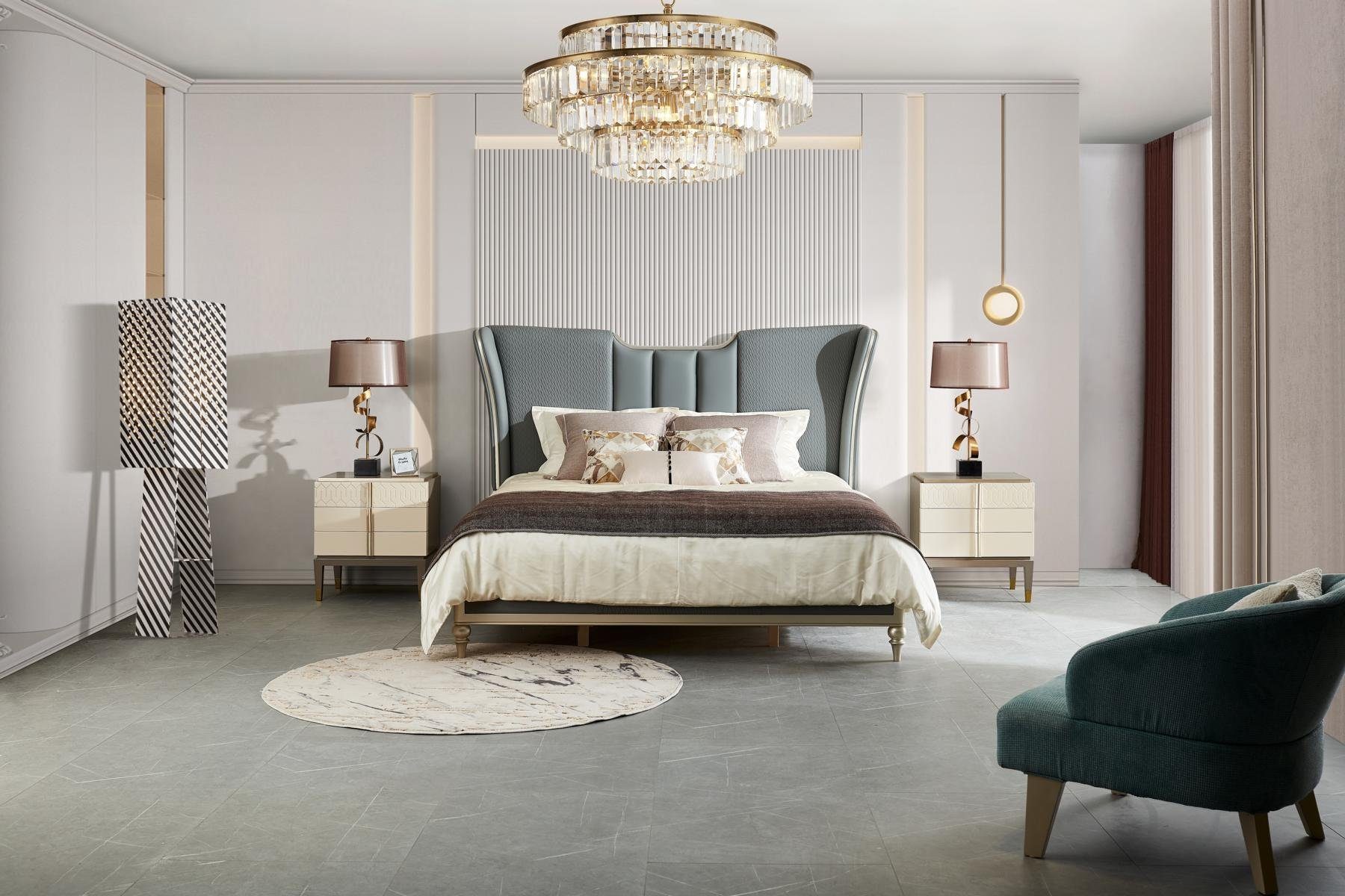 JVmoebel Design Luxus Bett 180x200cm Polster Betten Doppel Bett, Ehe Hotel