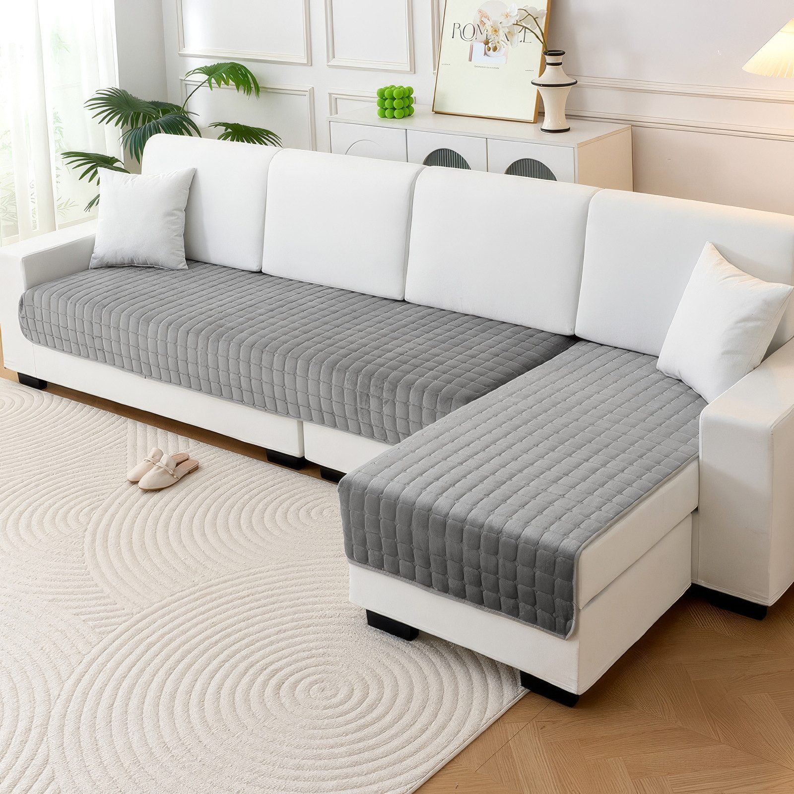 BlingBin Sofabezug Generisch Weicher Flanell Sofaschoner,Rutschfester Sofa üBerzug, Weicher Couchbezug für Verschiedene Sofas für Den Innen