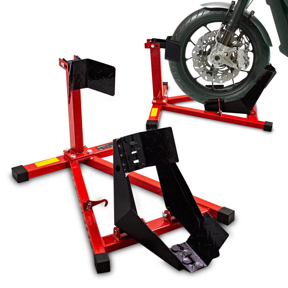 Bituxx Motorradheber Motorradständer Vorn mit Radwippe Rot / Schwarz, MS-17065, für 17-21 Zoll Räder 90mm-130mm breit