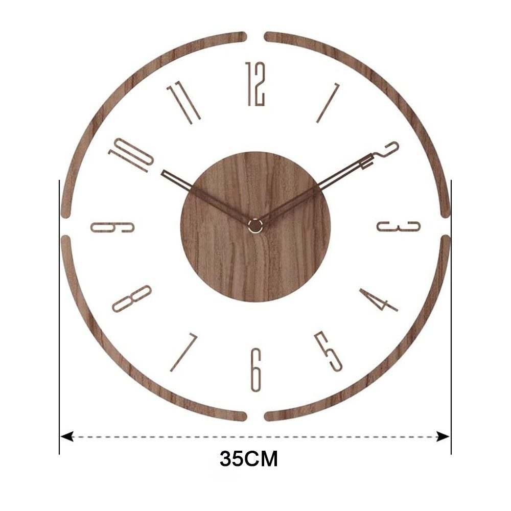 TUWENA Wanduhr Vintage-Holzuhr, runde, geräuschlose Wanduhr, nicht tickende