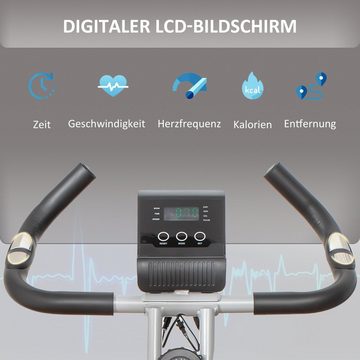 HOMCOM Heimtrainer Fahrradtrainer mit 8 stufig einstellbarem Magnetwiderstand (1-tlg., Heimtrainer), mit LED-Beleuchtung