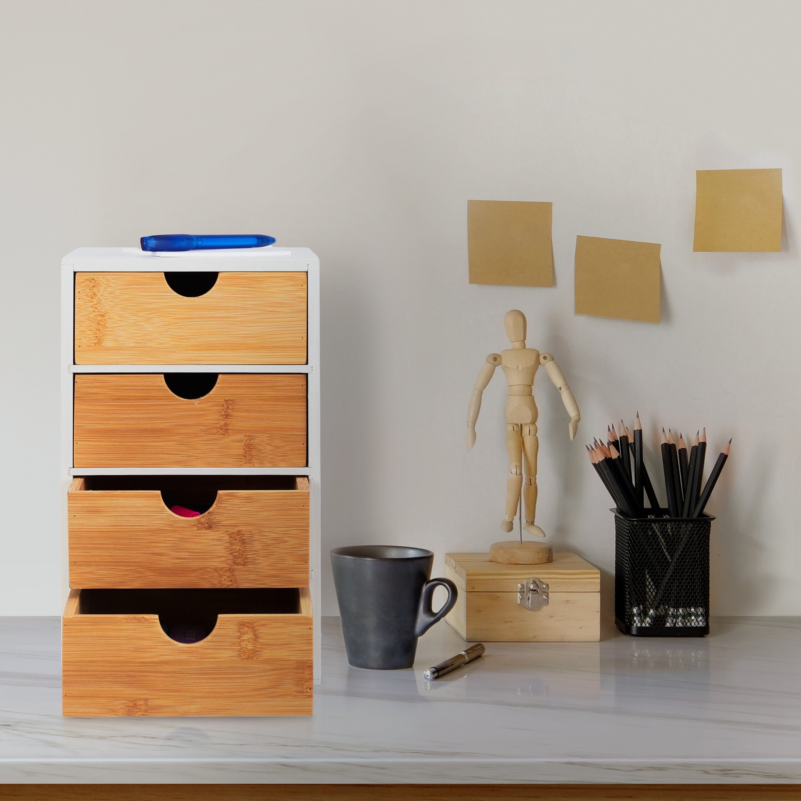 relaxdays Organizer Schubladenbox mit 4 Fächern