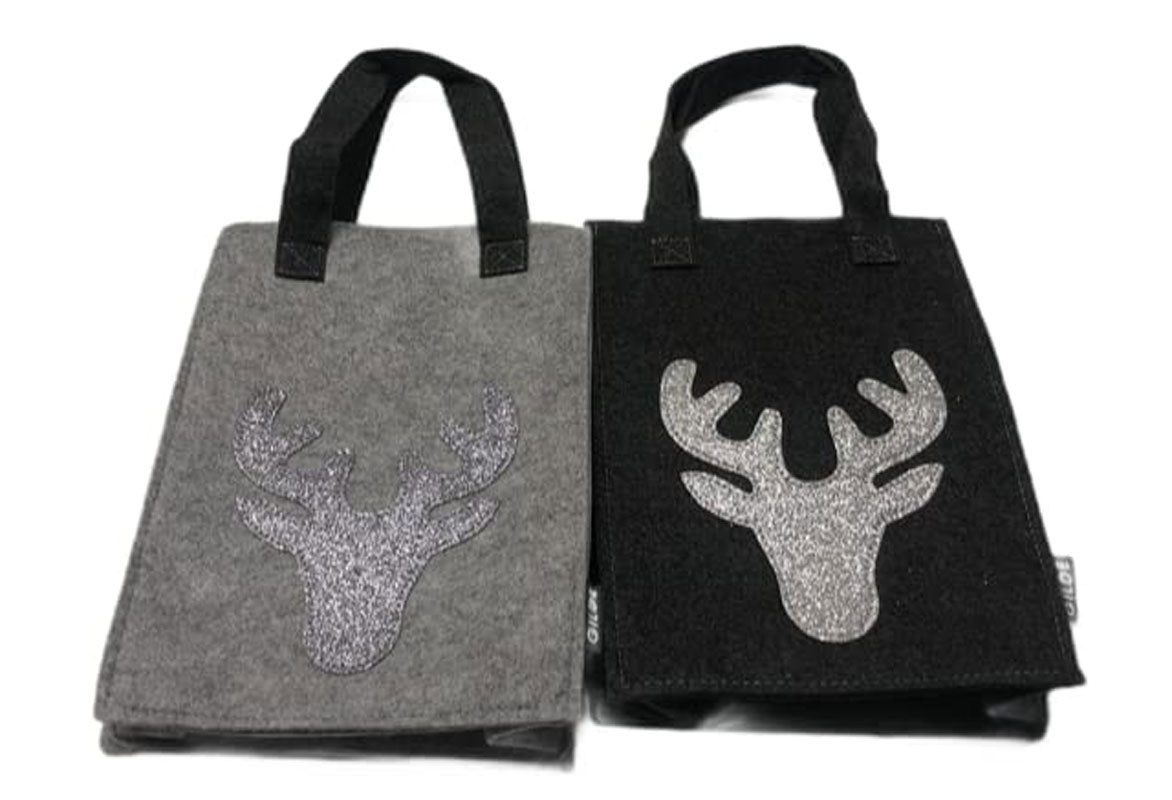 Steinnacher Bärbel Flaschenträger Geschenktaschen 2er Set Hirschkopf Glitzer (2-St)