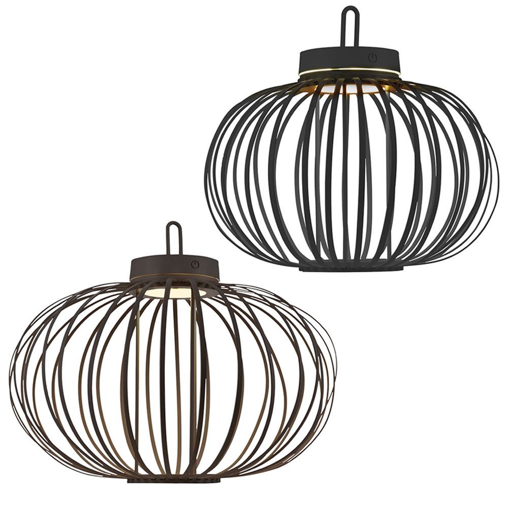 JUST LIGHT LED Außen-Tischleuchte, LED-Leuchtmittel fest verbaut, Warmweiß, LED Tischleuchte Pendellampe Akku Bambus schwarz USB Touchdimmer 2x