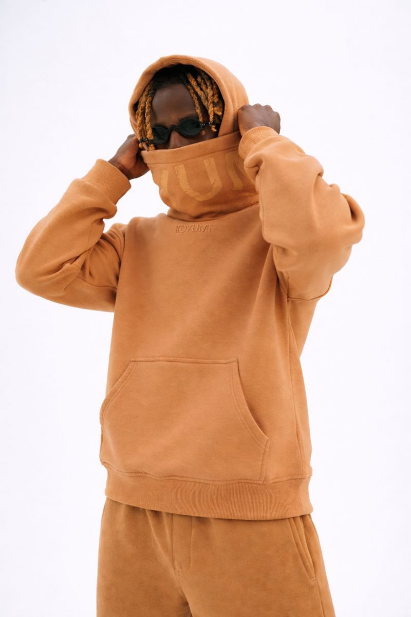 Koyumi Hoodie KOYUMI Winter Hoodie Herren mit hohem Kragen & Halswärmer (Einzelartikel) Oversize Schnitt, hoher Kragen, Kapuze, weicher Baumwollmix