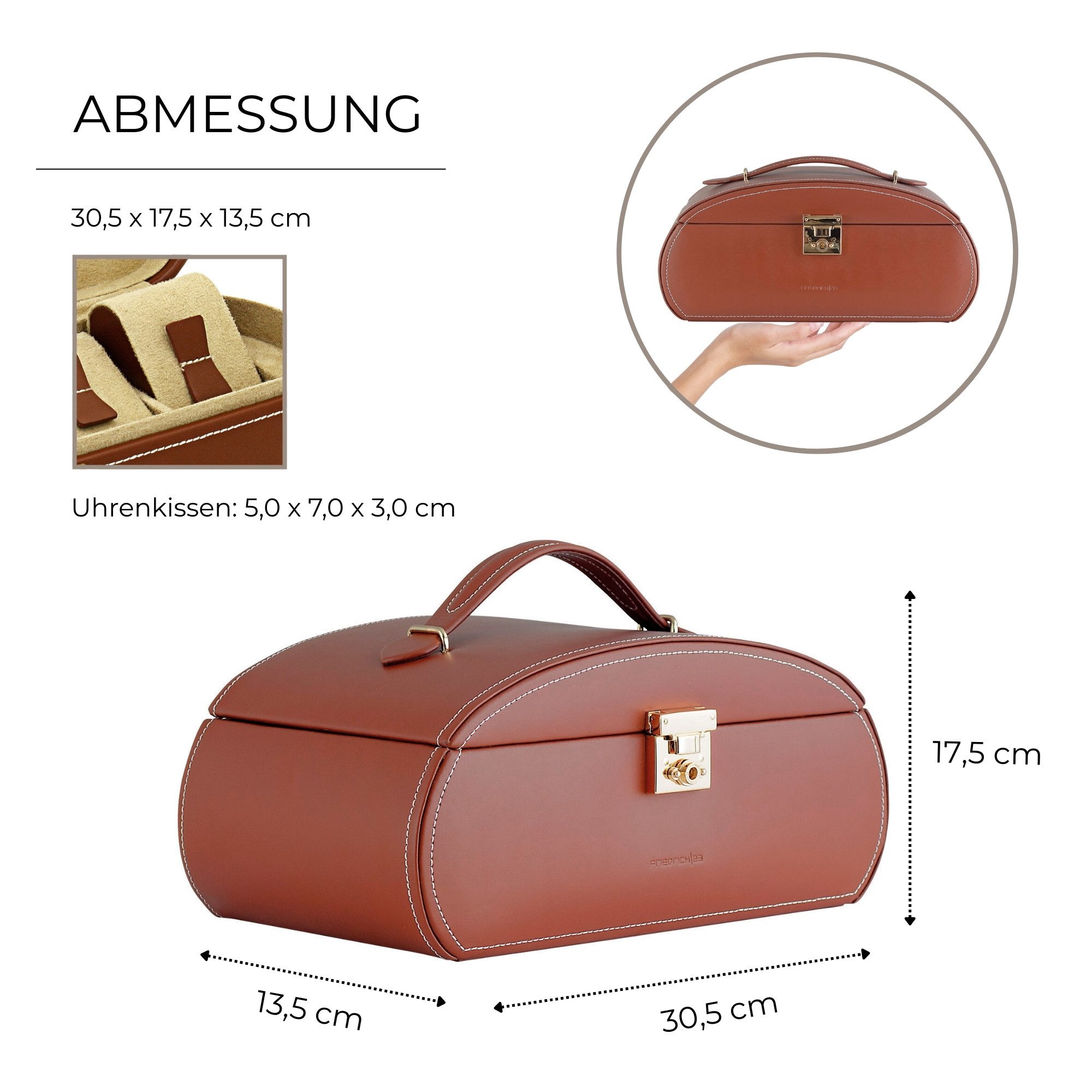 Friedrich23 Schmuckkasten / Uhrenbox aus Leder Cordoba, inkl. 1 herausnehmbares Etui