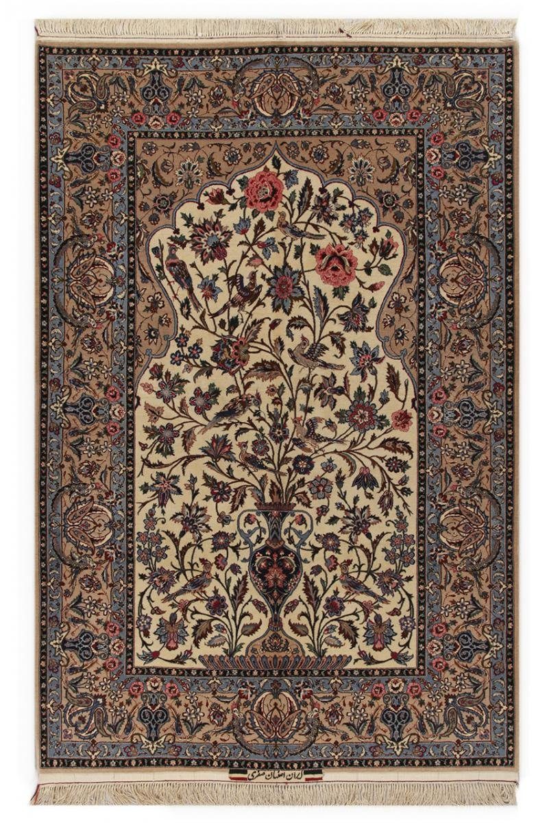 Orientteppich Isfahan Sherkat Seidenkette 155x236 Handgeknüpfter Orientteppich, Nain Trading, rechteckig, Höhe: 6 mm