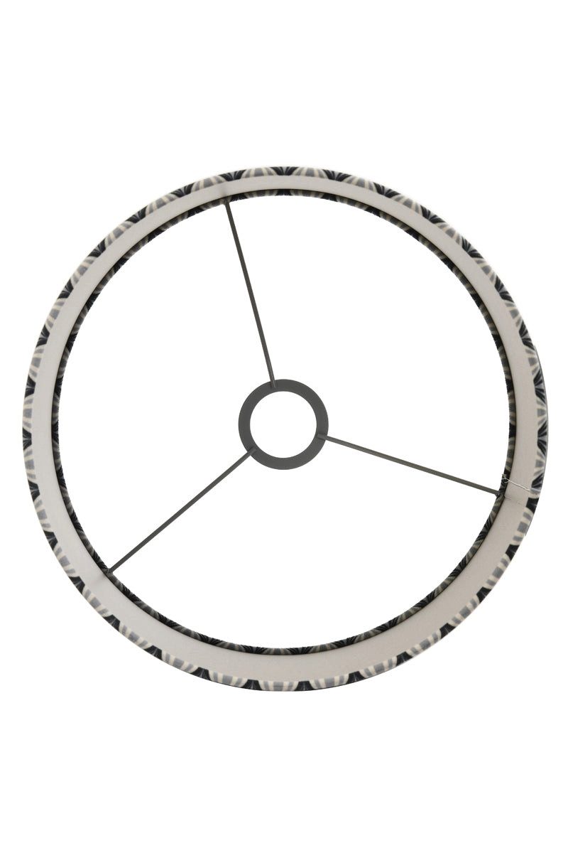 Dirk Davids Leuchten GmbH Lampenschirm Lampenschirm Zylinder Grau Schwarz Gemustert 35-35-30cm, Edler Chintz Stoff