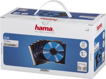 Hama CD-Hülle CD-Leerhülle Slim, 50er-Pack, Transparent/Schwarz schmal