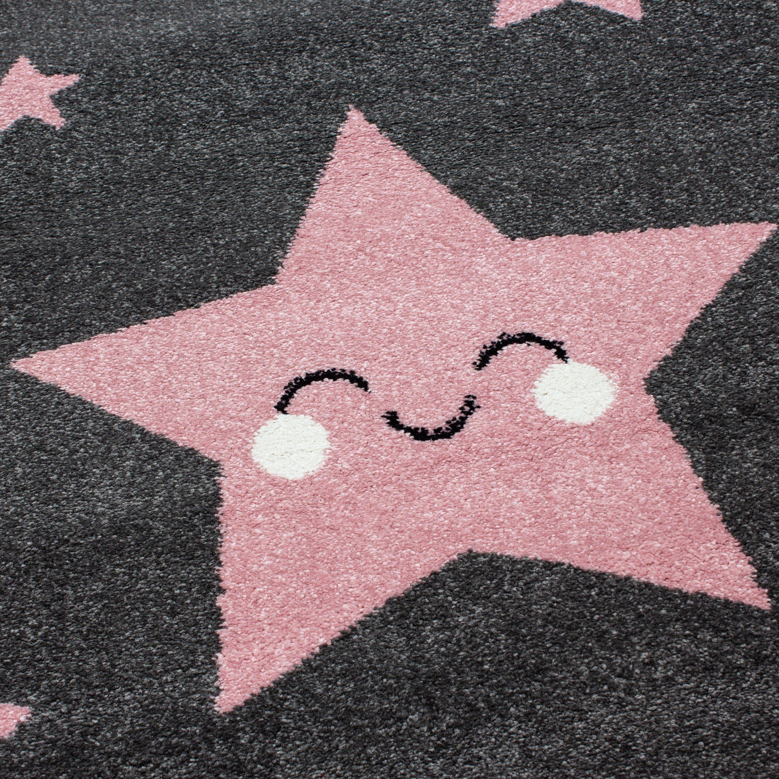 Giantore, robust Sternenteppich, Designteppich pflegeleicht, rechteck Pink und