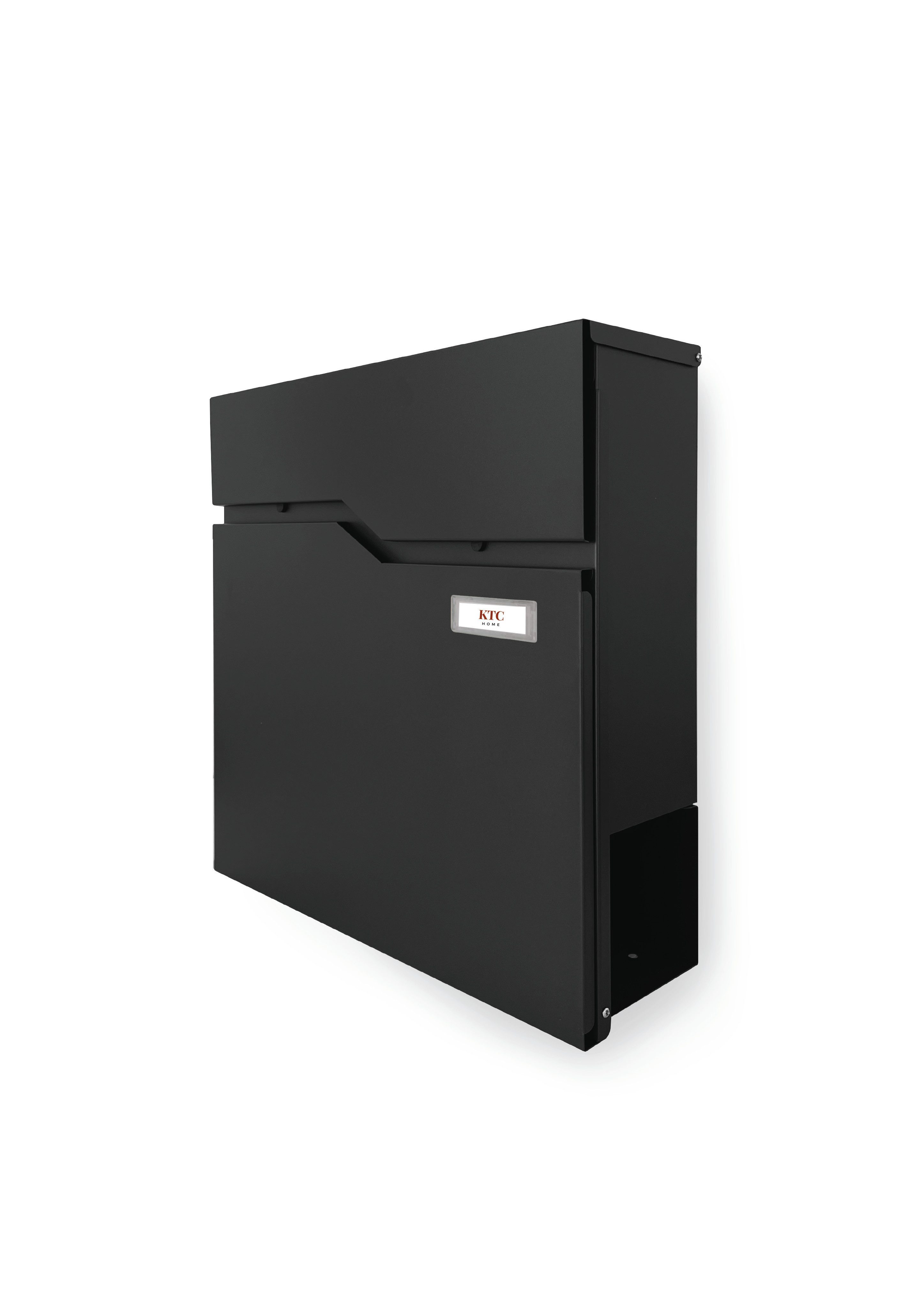 KTC Home Wandbriefkasten Premium Briefkasten Postlux 4.0 Schwarz - mit Namensschild