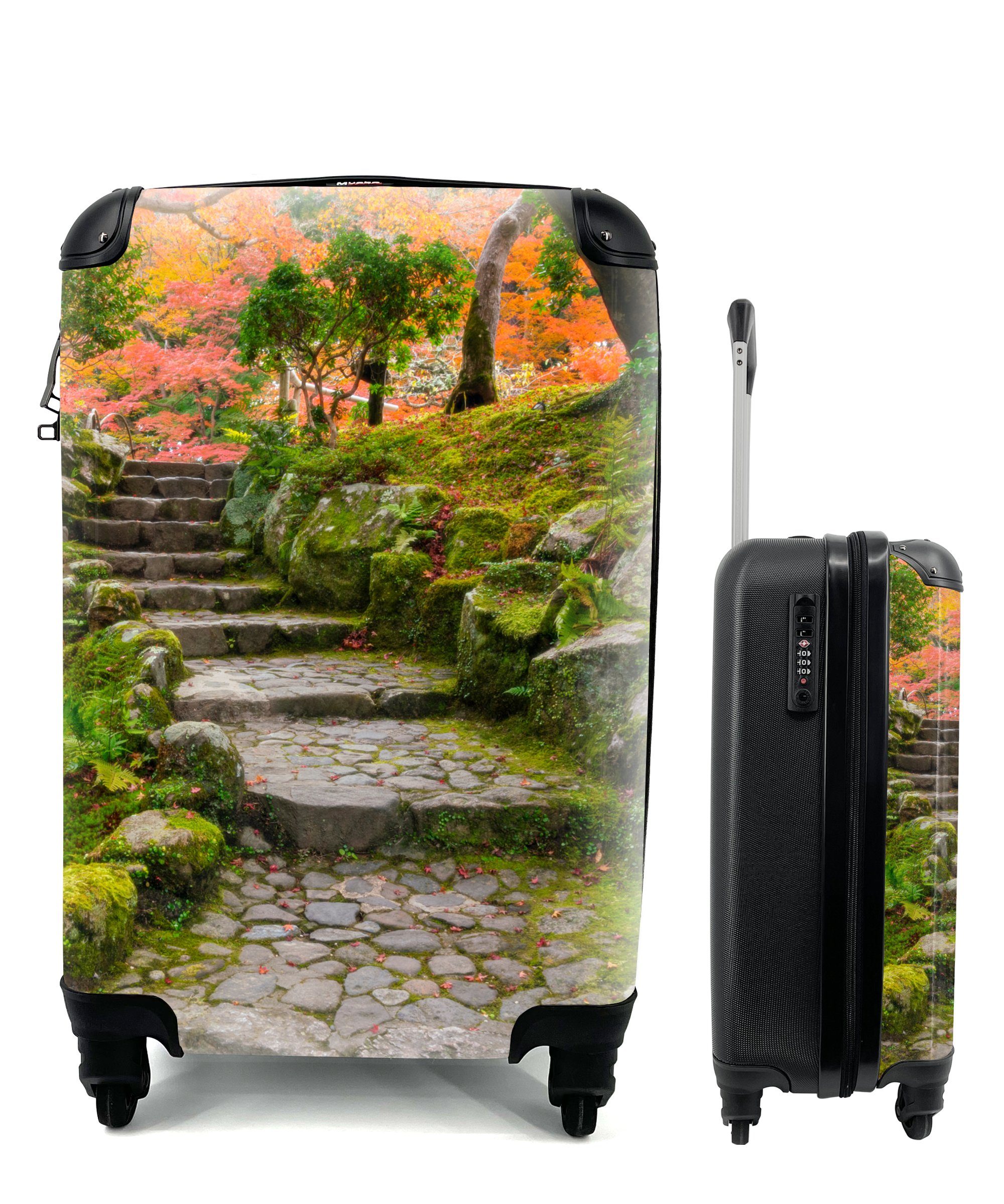 Rollen, für Steine Reisetasche Japanisch, rollen, Kröte Ferien, Handgepäck Handgepäckkoffer Trolley, mit - Moos MuchoWow - 4 - - Natur Reisekoffer