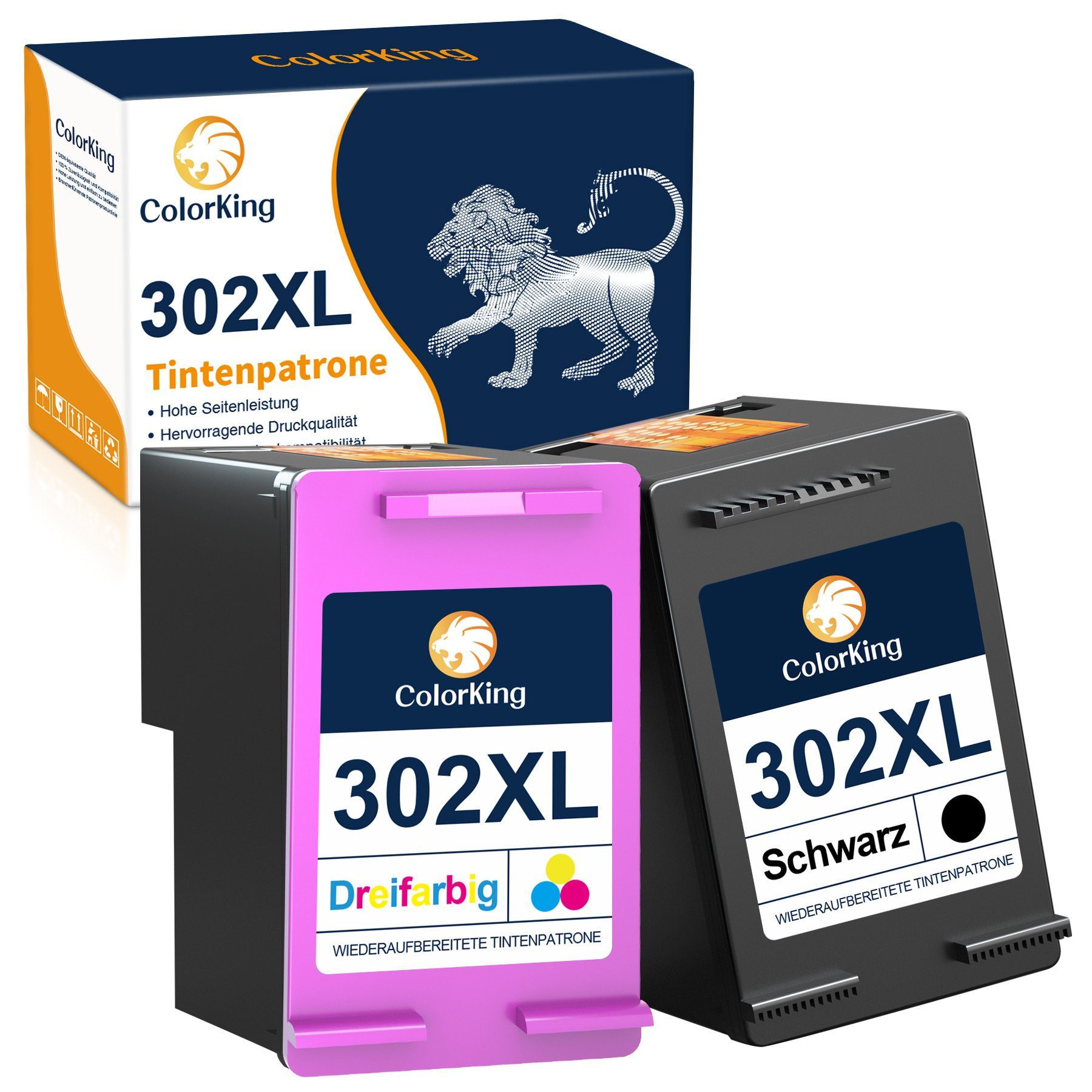 ColorKing Multipack 302xl für HP 302 Druckerpatronen Tintenpatrone (Deskjet  1110 2130 2132 2134 3630 3632 3633 3634 3636 3638) | 