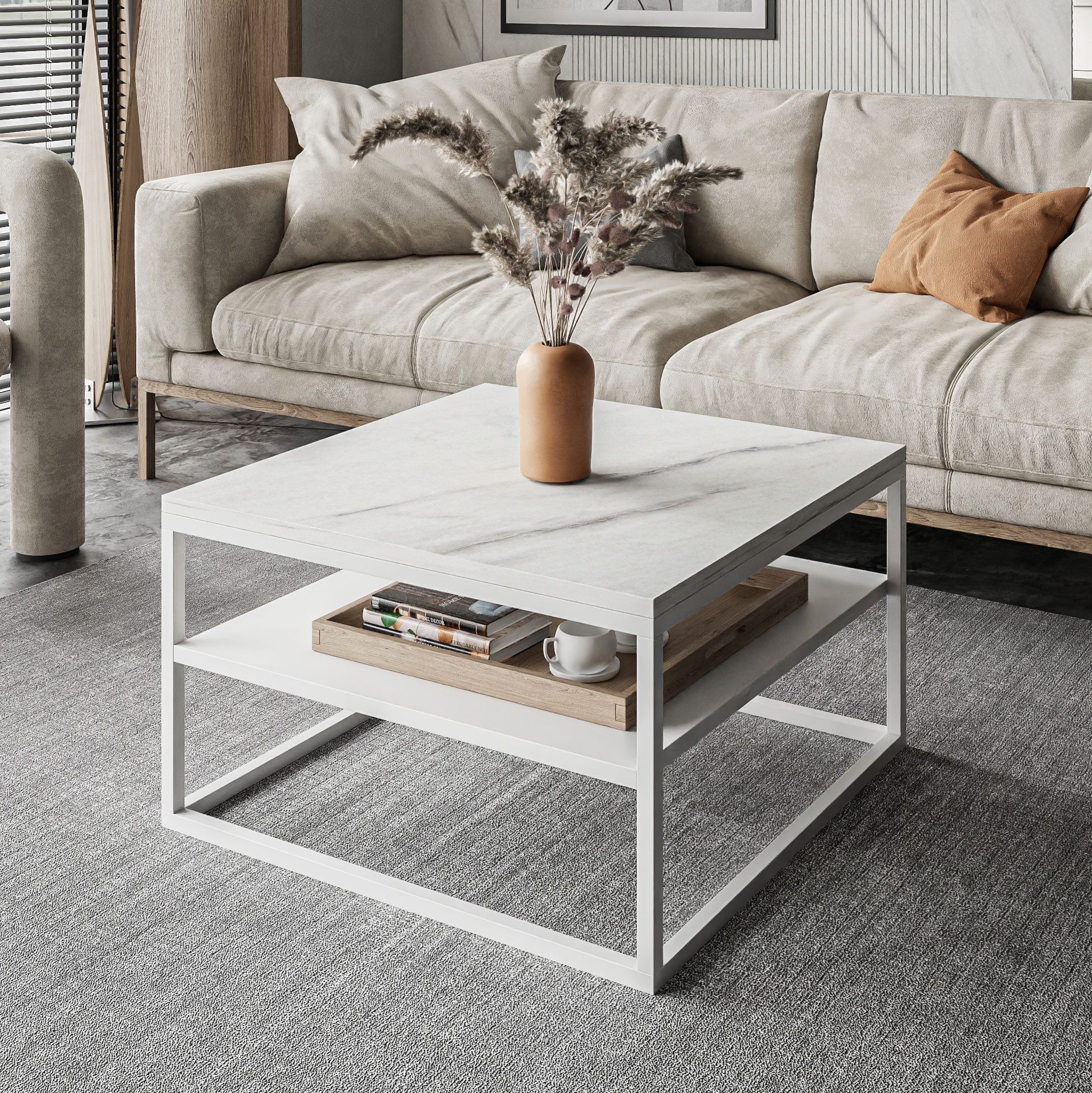 Lookway Couchtisch NOVA MARMOR mit Ablage (1x Tisch), Breite: 68,5 cm