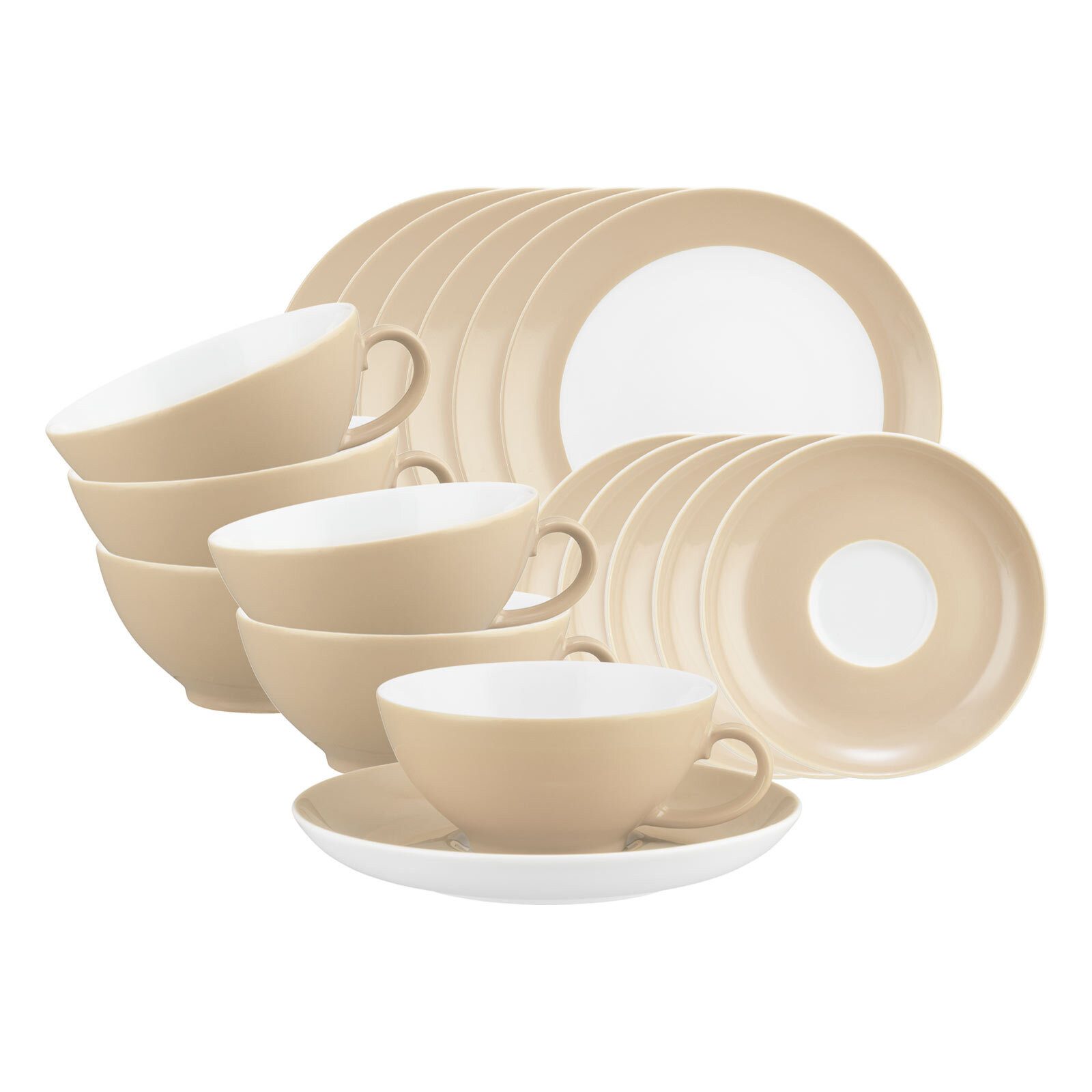 Seltmann Weiden Teeservice Liberty Pure Colors Teeservice 18er Set (18-tlg), 6 Personen, Porzellan