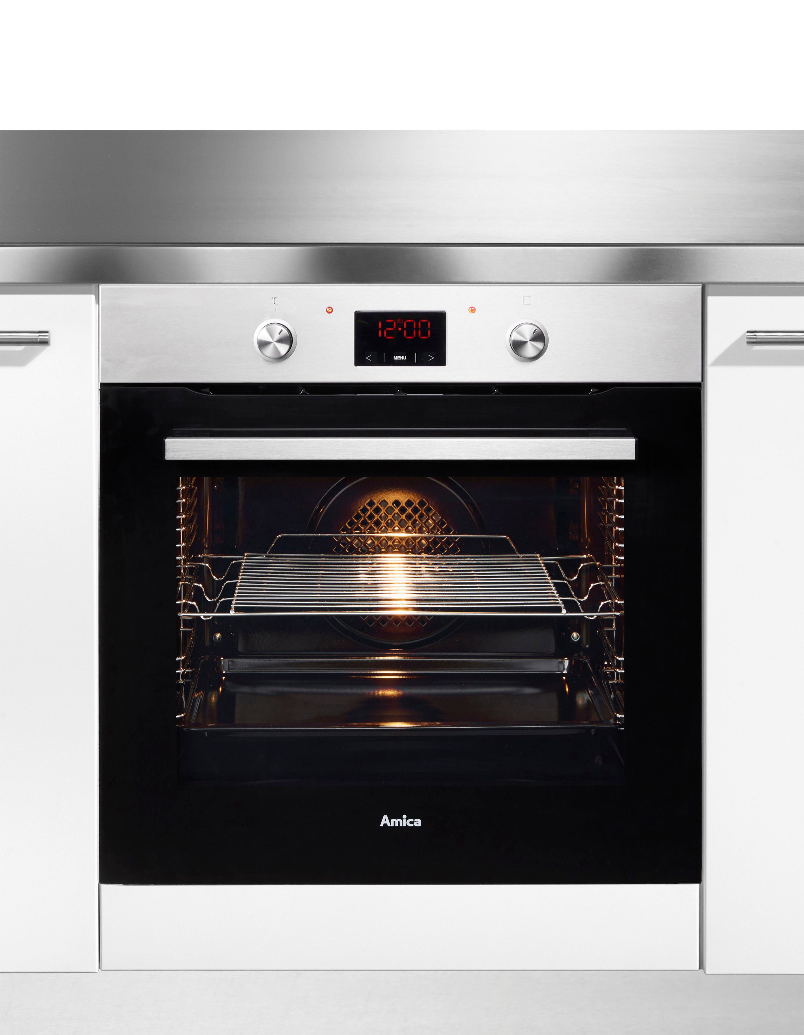 Amica Einbaubackofen EBX 943 625 E, mit Teleskopauszug nachrüstbar, Simple Steam, Schnell startklar, einfach sauber und angenehm sicher beim Backen