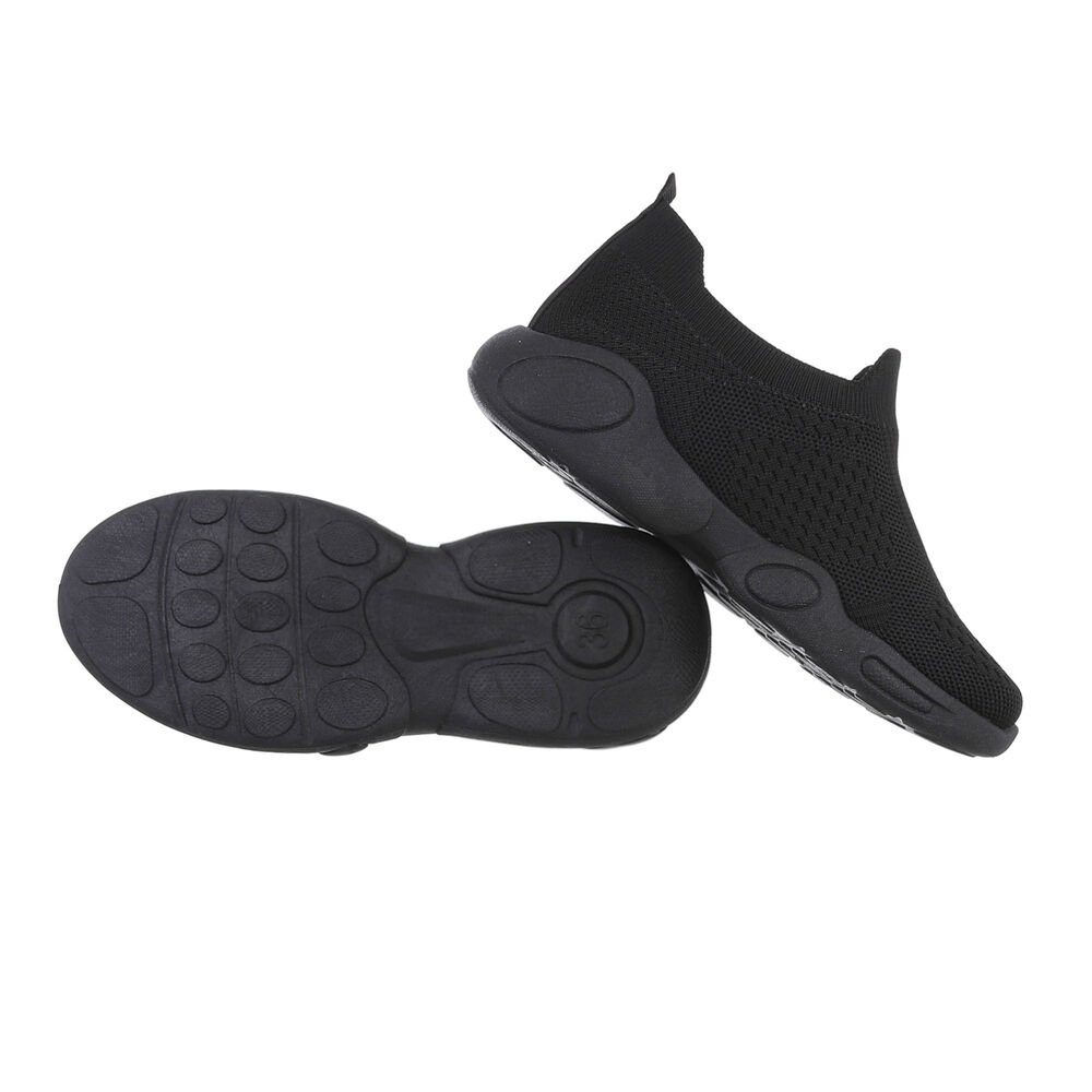 Ital-Design Kinder Low-Top Freizeit Sneaker Flach Freizeitschuhe in Schwarz