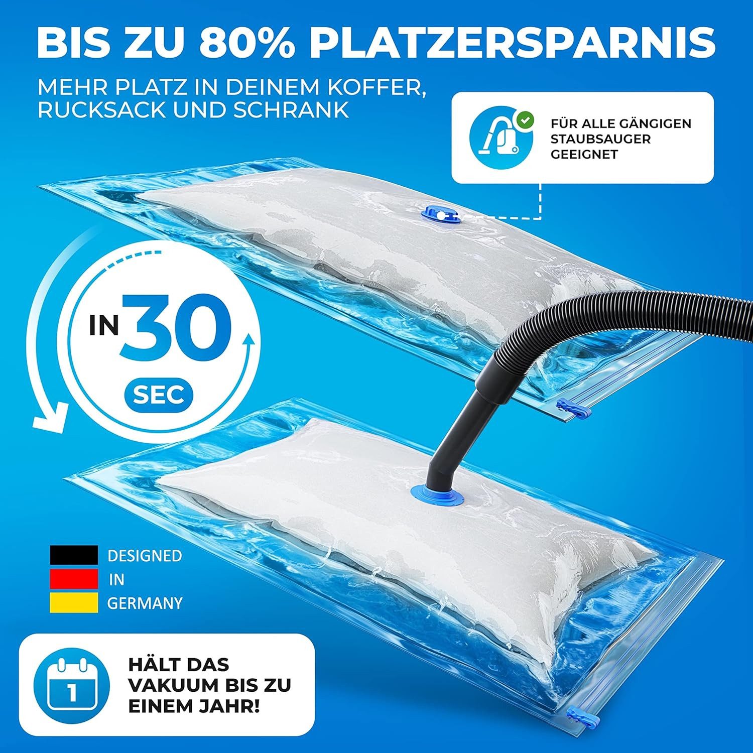 SilverRack Vakuumierbeutel für Kleidung [6 Stück] - versch. Größen BPA Frei, Staubsauger Vakuumierbeutel für Kleider - Aufbewahrung Vakuumbeutel
