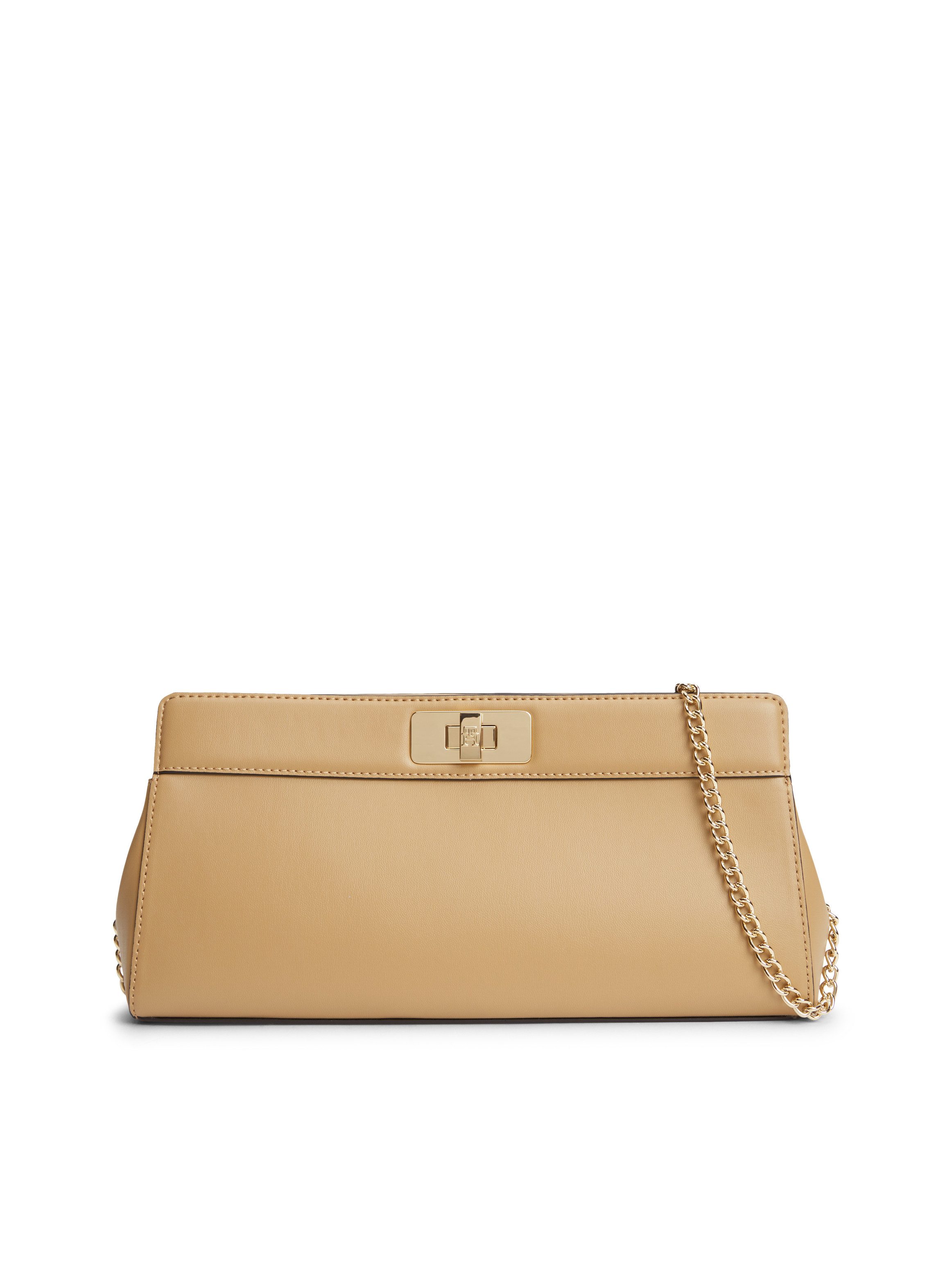 Tommy Hilfiger Clutch TH MODERN CLUTCH, Damen Umhängetasche, Handtasche mit goldfarberem Umhängeriemen