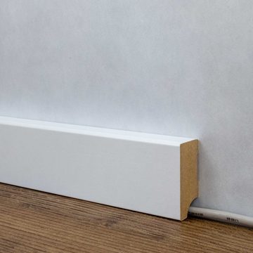 PROVISTON Sockelleiste MDF, 16 x 40 x 2500 mm, Weiß, Fußleiste, MDF foliert