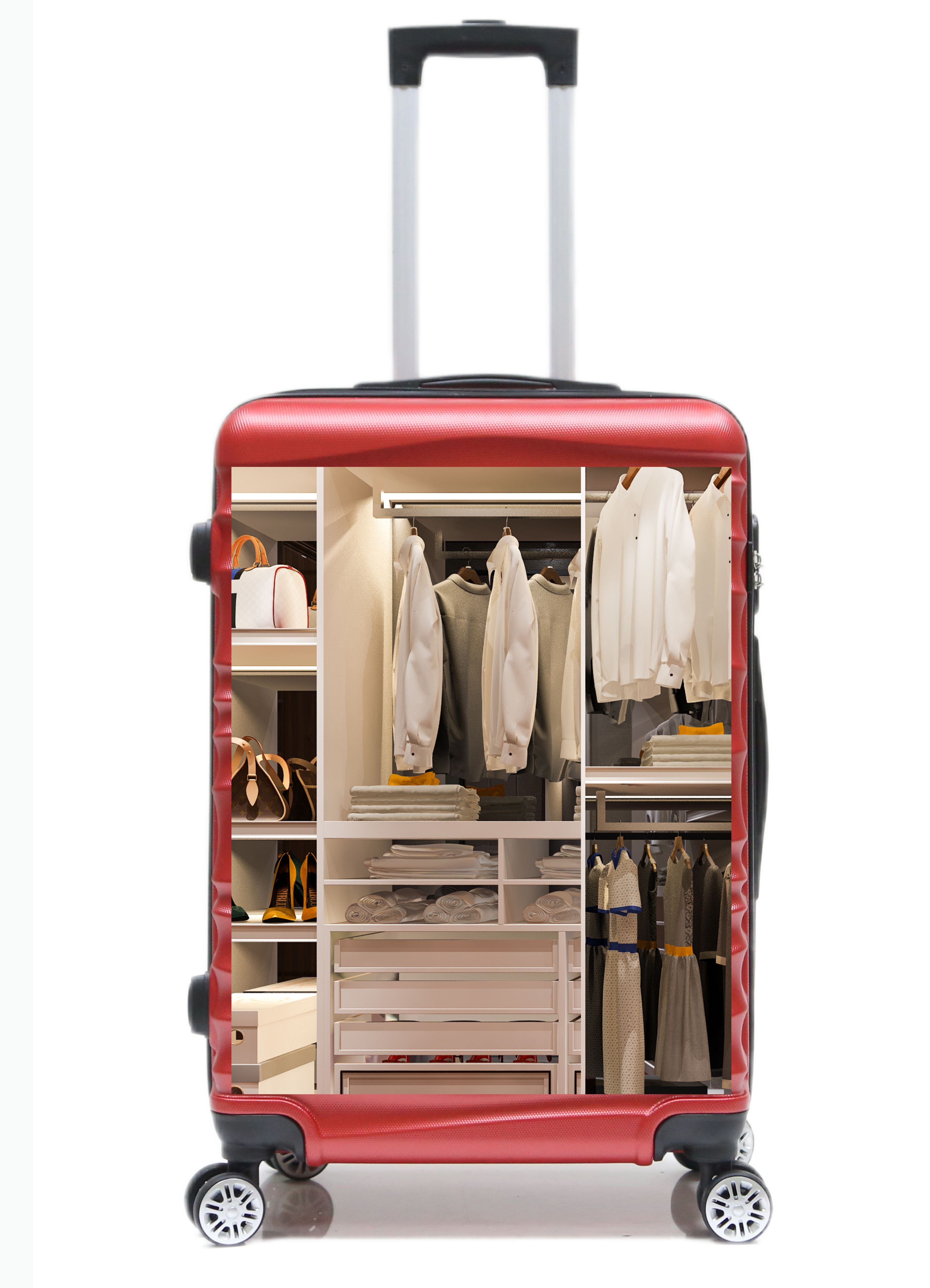Cheffinger 3 tlg Gepäck Hartschale Reisekoffer Reisetasche, (3 Trolley tlg) Rot Kofferset Koffer