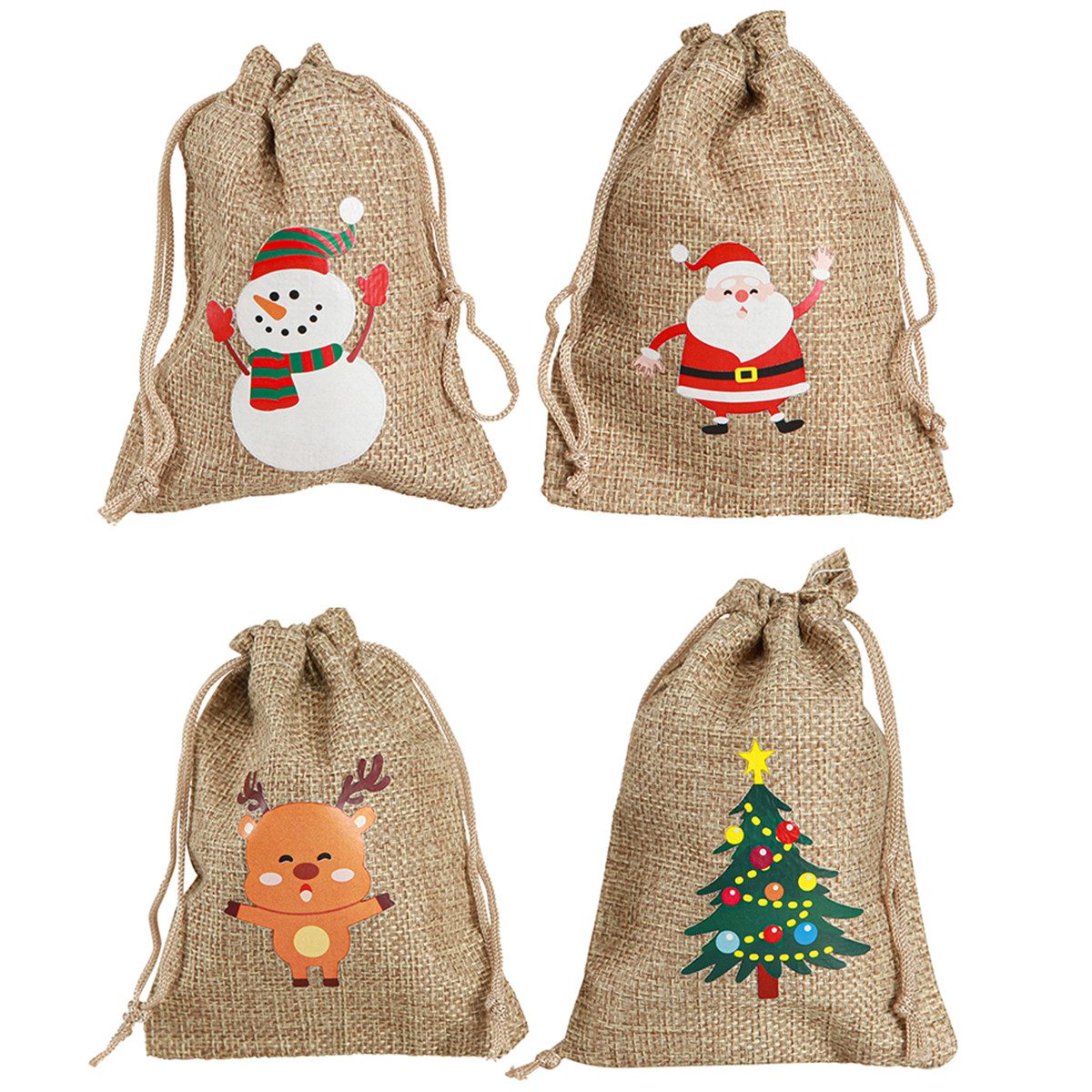 Viana Tragetasche Weihnachten Jutebeutel Geschenktasche Natur 10×13cm Set 8St