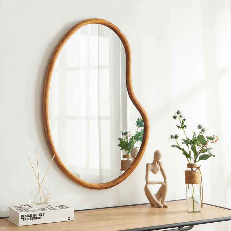 en.casa Wandspiegel, »Jokioinen« mit Rahmen Holz MDF 75 x 55 cm Eiche-Optik