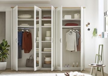 Empinio24 Kleiderschrank Trentino (1-St) Breite 265 cm, 5-türig, Pinie, Weiss + Eiche