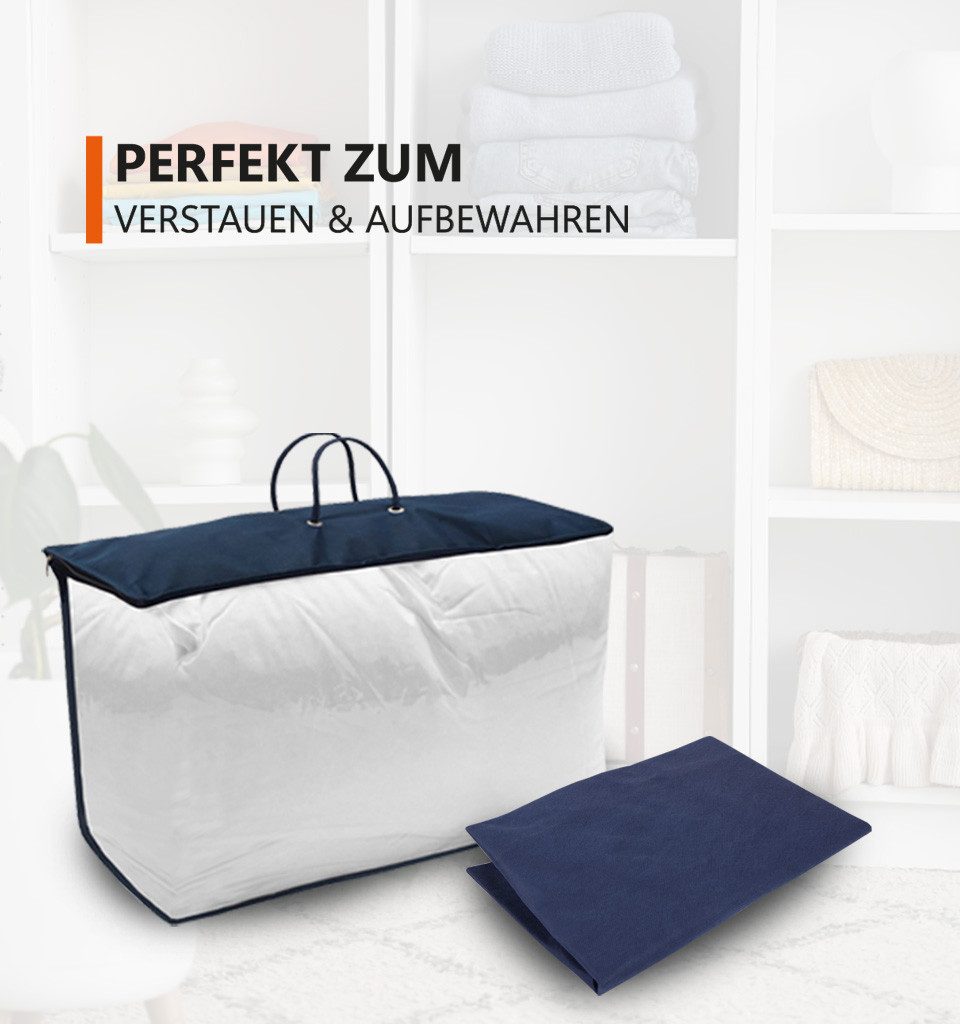 Bestlivings Aufbewahrungstasche für Bettwaren 60x40x26 cm, Faltbar für Bettdecken, Kopfkissen, Kopfkissen uvm. - Reißverschluss