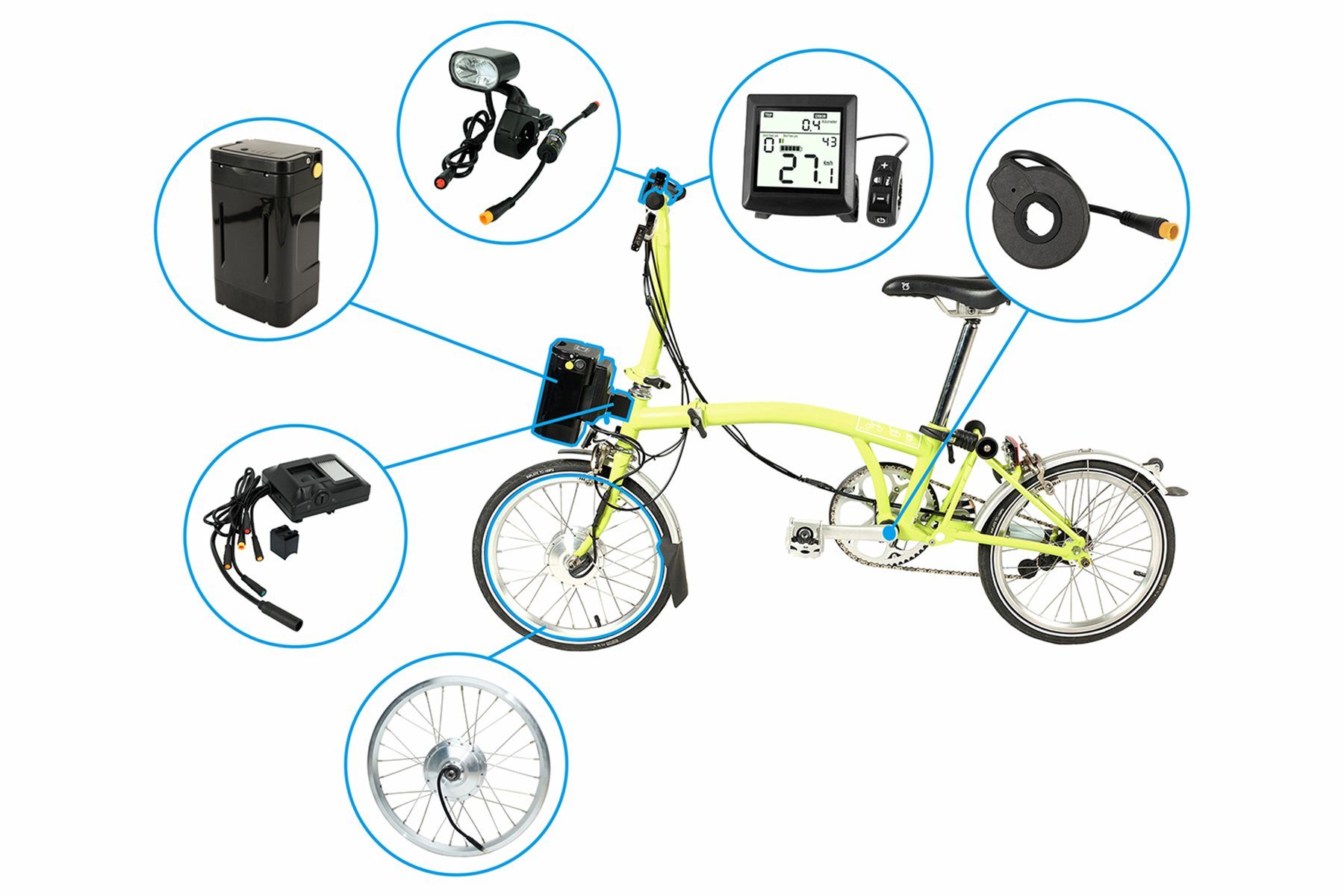 PowerSmart EDS001.809 E-Bike Akku Elektro-Fahrrad-Kit Ebike Elektro-Fahrrad-Umrüstsatz, 16-Zoll-Rad mit eingebautem Motor-Umrüstsatz für die Vorderradnabe Li-ion 8700 mAh (36 V)