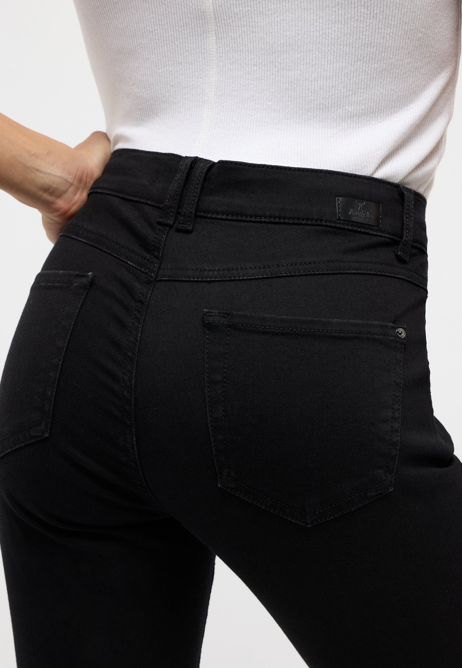 Slim-fit-Jeans Skinny mit schwarz authentischem Jeans Button Denim ANGELS