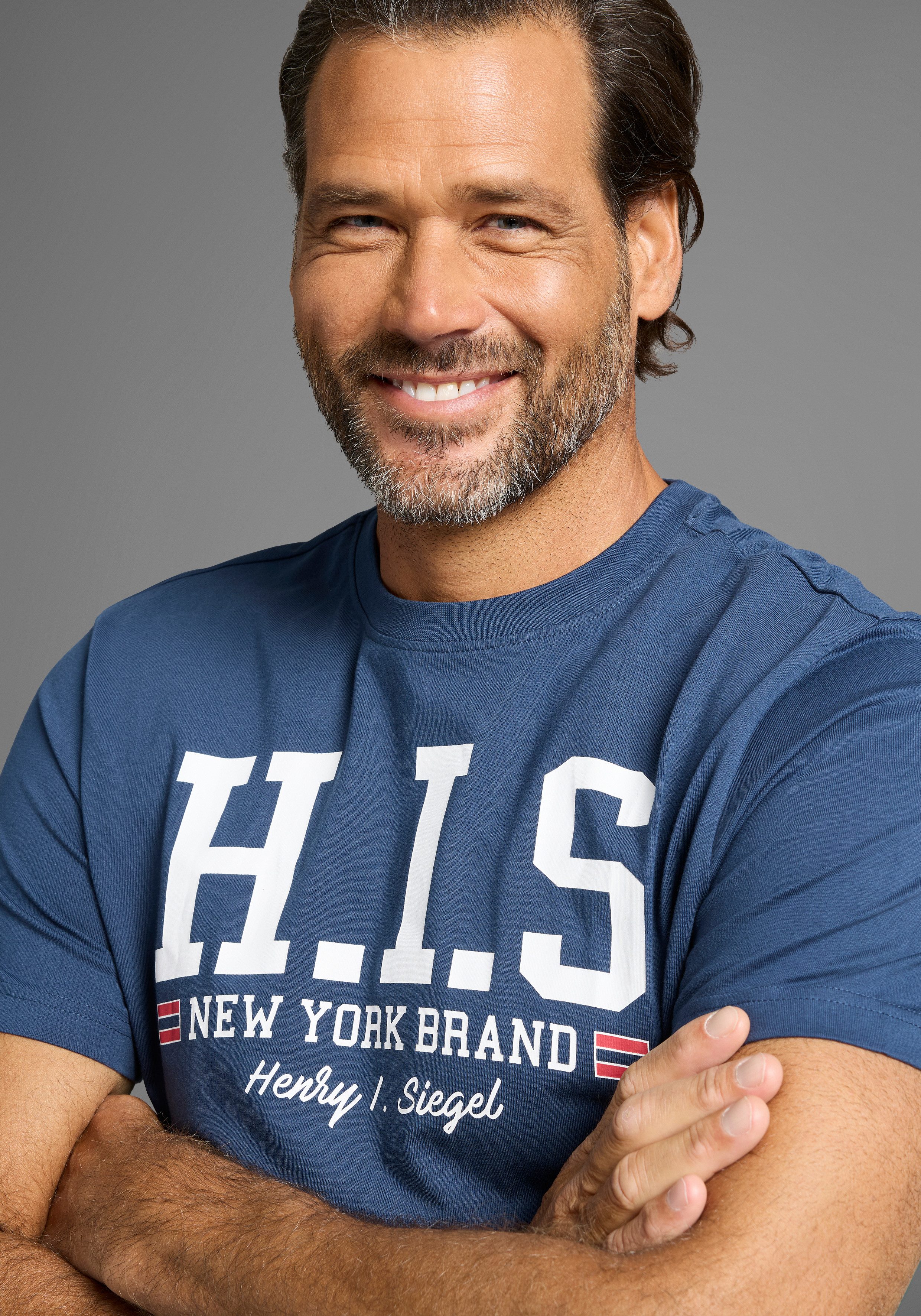 H.I.S T-Shirt mit trendigem Markenlogo im Collage-Look