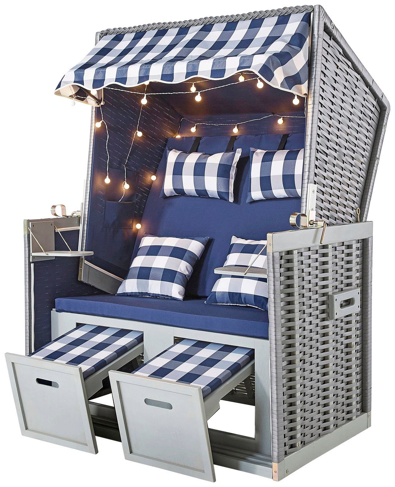 Strandkorb, Halblieger, Flair inkl. BxTxH: 2-Sitzer, LED-Beleuchtung 116x72x160 cm, my