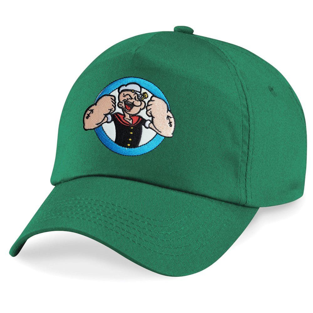 Blondie & Brownie Baseball Cap Kinder Popeye Arm Stick Patch Spinat Stark Fitnes Gym One Size Maigrün