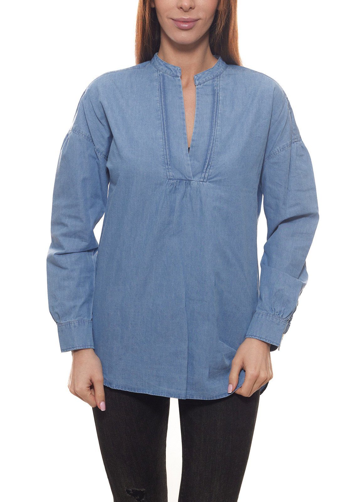 seidensticker Blusentop »Seidensticker Bluse schicke Damen Sommer-Tunika  Shirt Freizeit-Bluse in Jeansoptik Blau«