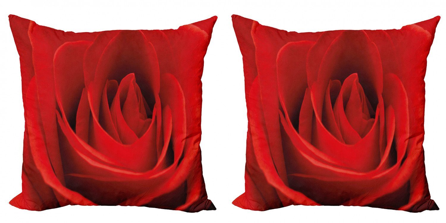 Blossom Kissenbezüge (2 Rose Schönheit Digitaldruck, Doppelseitiger Abakuhaus Stück), Modern Red Accent Natürliche