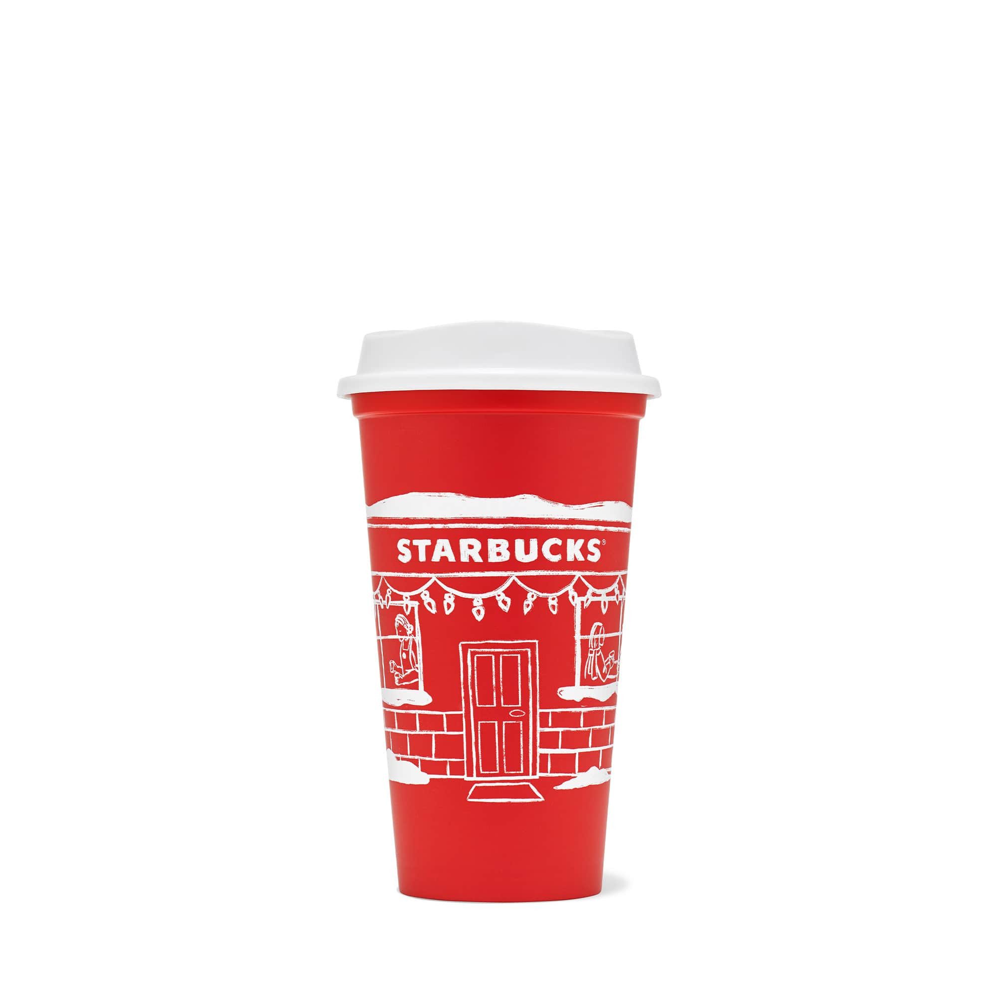 Starbucks Frühstücks-Geschirrset Starbucks Wiederverwendbarer Rossa delle Feste Becher – Weihnachten