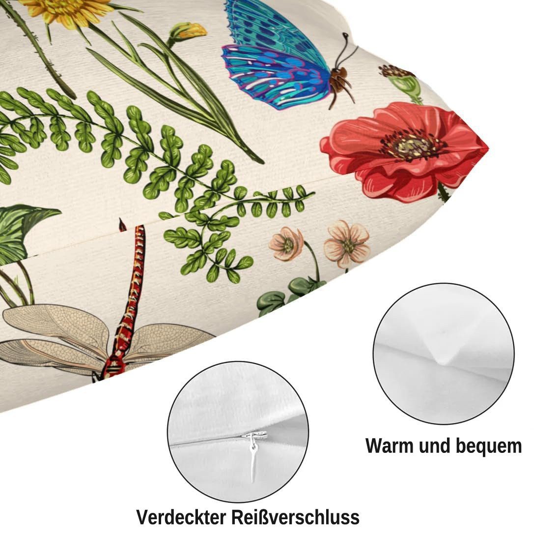 Diwzbyn Kissenbezug 4-teiliges Kissenbezug-Set mit Blumenmuster, (4 Stück), Outdoor-Kissenbezüge, dekorative Zierkissenbezüge