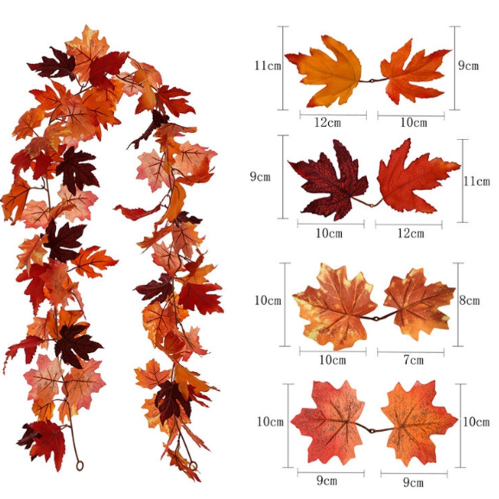 Kunstranke Herbst Girlande Ahornblätter, Ahornblatt Kürbis Herbstkranz, Coonoor, Halloween Girlande Dekorationen für Tisch Kamin Fenster Außenbereich – Bild 2 von 5