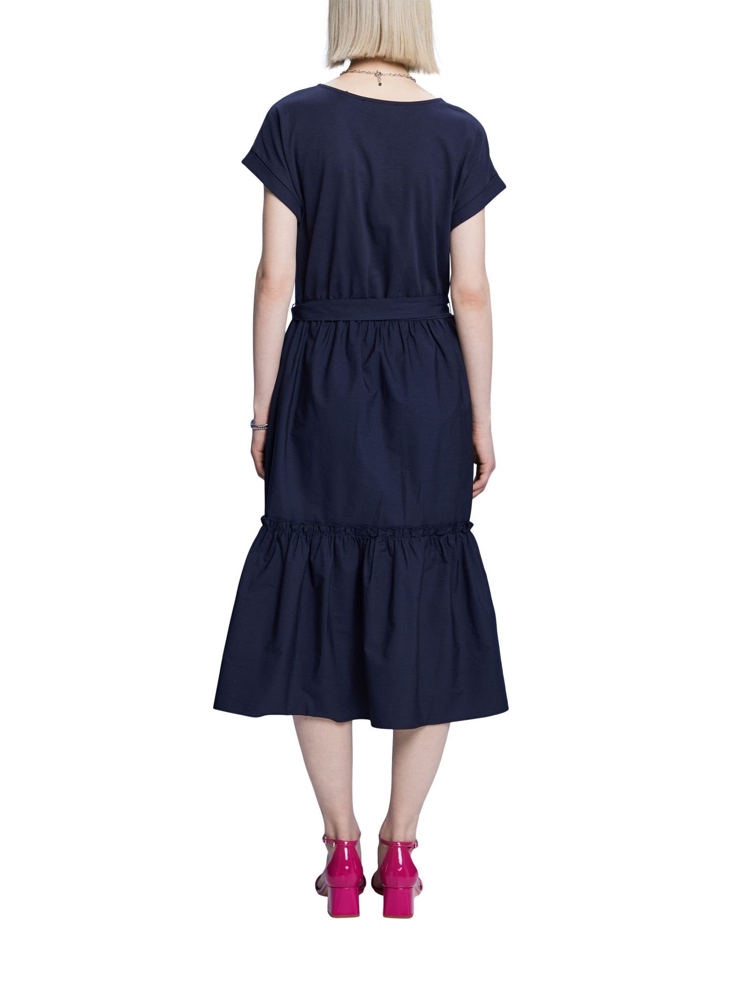 Esprit aus Baumwolle Midikleid Materialmix, Collection 100 Maxikleid %