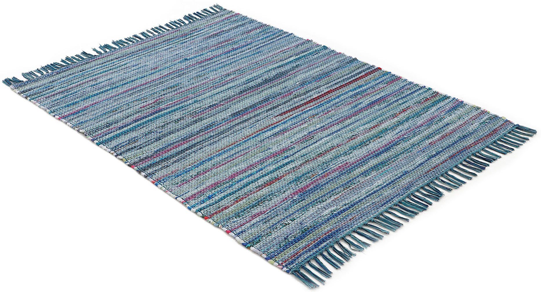 carpetfine Teppich Kelim Chindi, Wendeteppich, rechteckig, Höhe: 6 mm, handgewebt, Fleckerlteppich mit Fransen, auch vielen in Läufergrößen