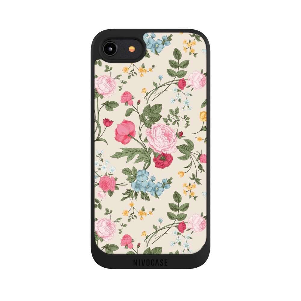 NIVOCASE Handyhülle Vintage Ornamente Blumen Vintage Beauty, Apple iPhone 8 Handyhülle Hülle NIVOpure Case Schwarz
